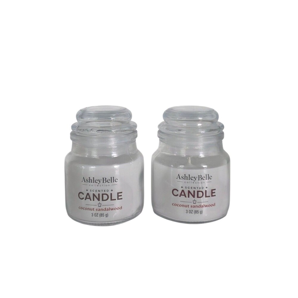Ashley Belle Scented Candle Coconut Sandalwood 3 oz Each ~ 2PK